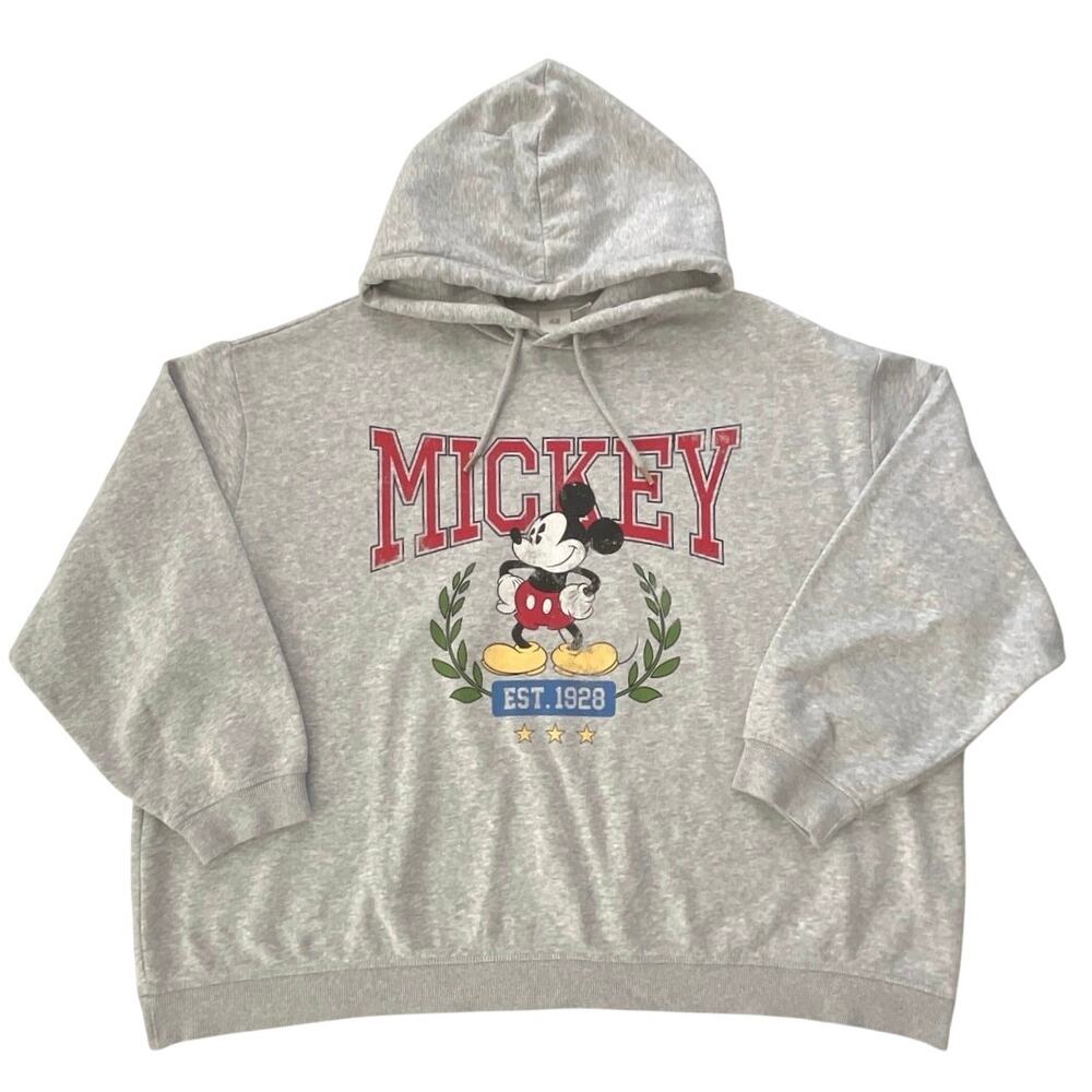 H&M Disney Mickey Mouse Hoodie Unisex Size XXL Gray Cozy Comfort Casual Layer